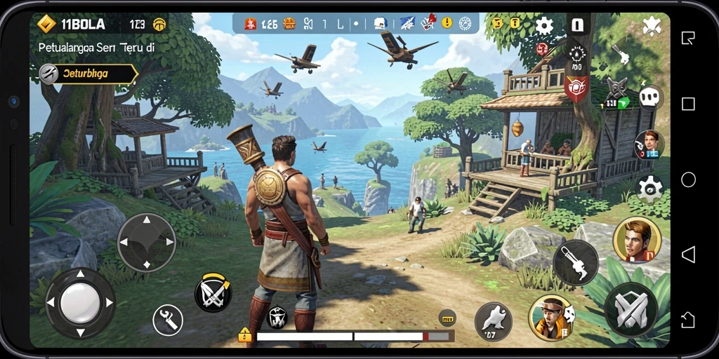 Screenshot gameplay <strong>11BOLA</strong> di dunia terbuka yang luas dan penuh tantangan.