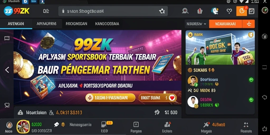Tampilan gameplay 99ZK dengan berbagai opsi taruhan olahraga.
