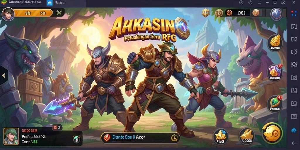 Tampilan gameplay epic di AAKASINO dengan karakter dan monster.
