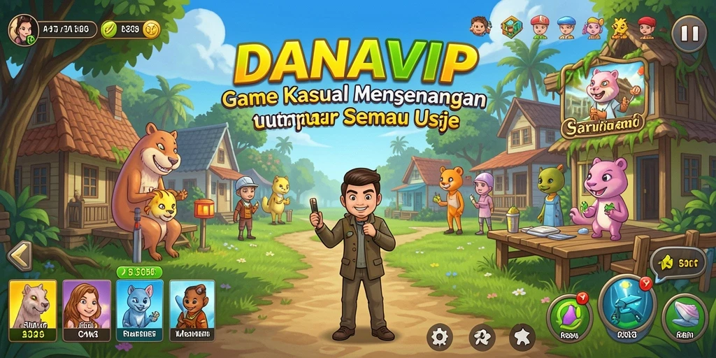 Tampilan gameplay DANAVIP yang ceria dan mengasyikkan.