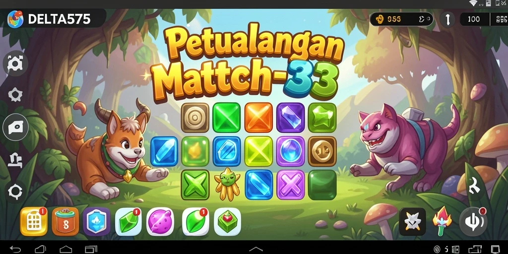 Tampilan screenshot DELTA575 dengan gameplay Match-3 yang seru.