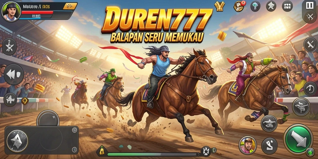 Screenshot gameplay DUREN777 yang menampilkan aksi balapan yang seru.