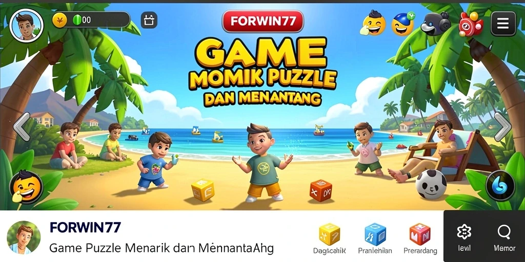 Tangkapan layar gameplay dari <strong>FORWIN77</strong> yang penuh warna dan menarik.