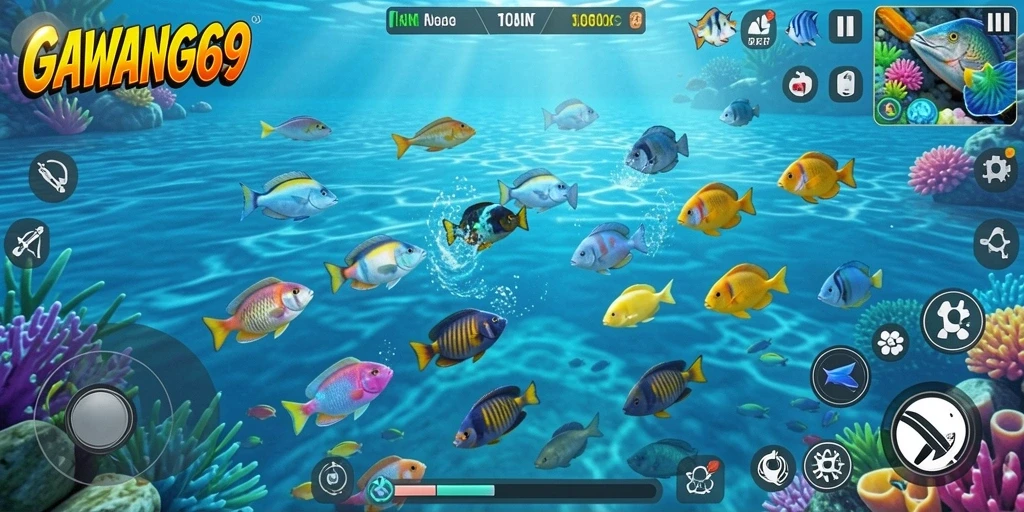 Tampilan gameplay menarik dari GAWANG69, permainan Tembak Ikan yang seru.