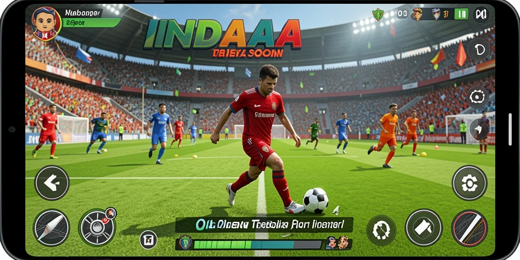 Tampilan gameplay seru dalam aplikasi INDAAA yang menampilkan olahraga nyata.