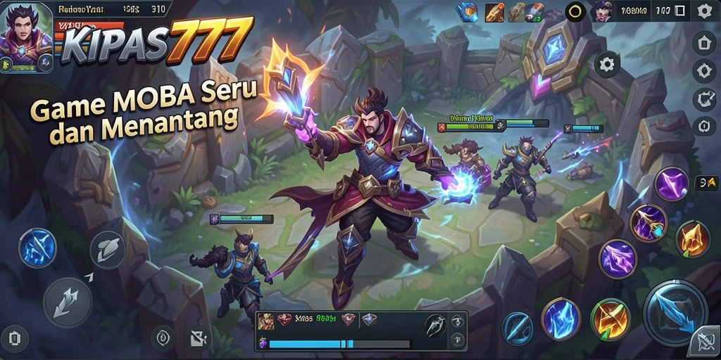 Screenshot gameplay KIPAS777 dengan aksi seru di arena MOBA.
