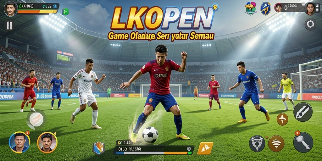 Tangkapan layar gameplay LKOPEN menampilkan aksi olahraga yang mendebarkan.
