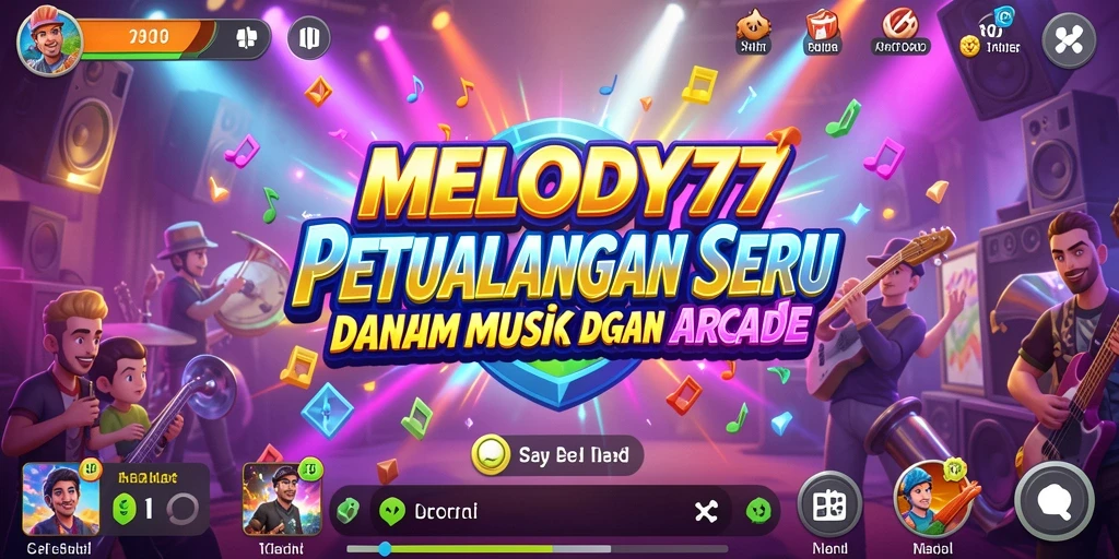 Gameplay seru dalam MELODY77 dengan grafis menarik dan melodi ceria.