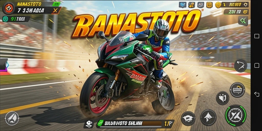 Tampilan menarik gameplay balap motor NANASTOTO.