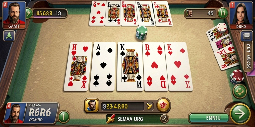 Tampilan utama gameplay R6R6 yang seru dan penuh strategi Domino.