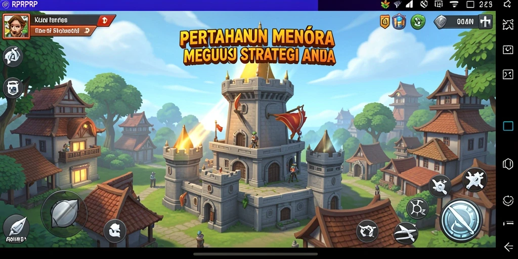 Tampilan menarik dari gameplay RPRPRP Tower Defense.
