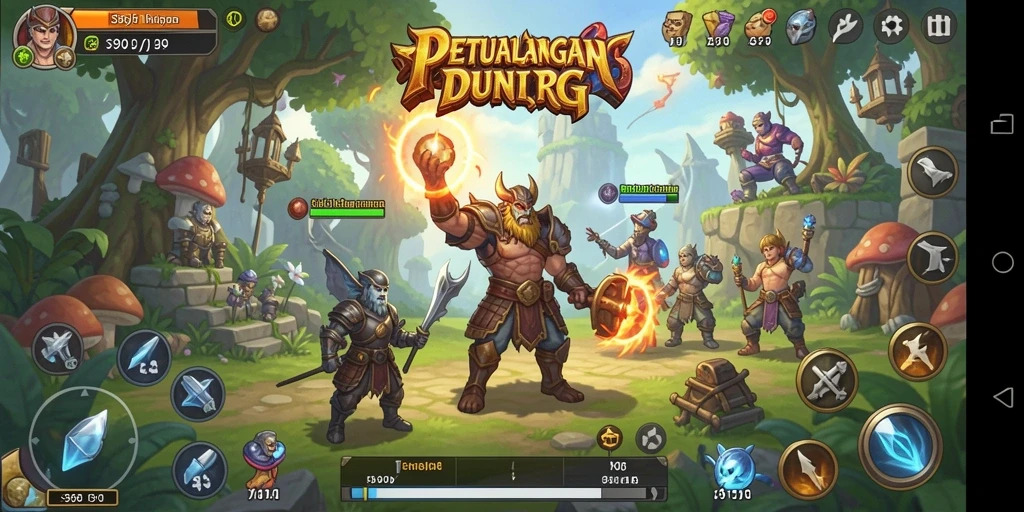 Screenshot utama S80 menampilkan aksi seru dalam pertarungan RPG.