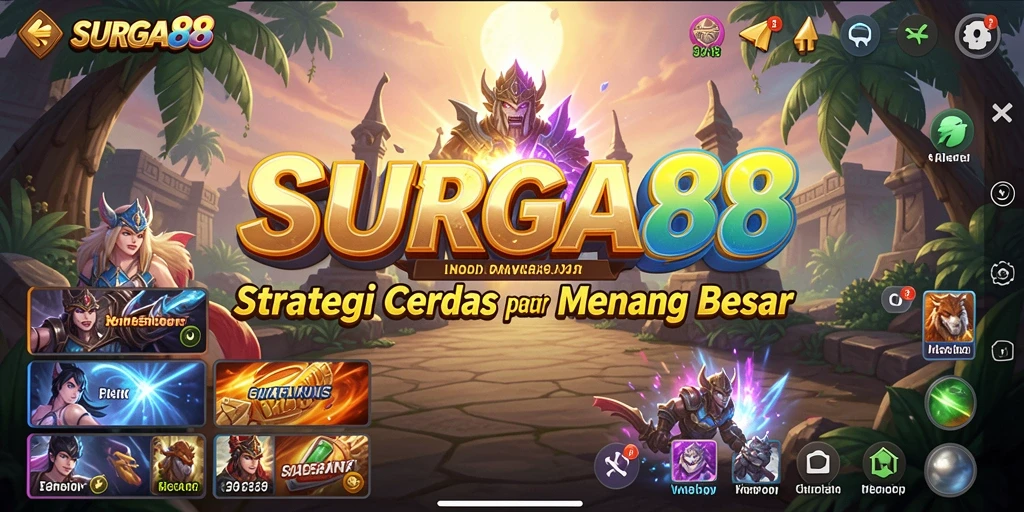 Menampilkan aksi seru dalam gameplay strategi SURGA88.