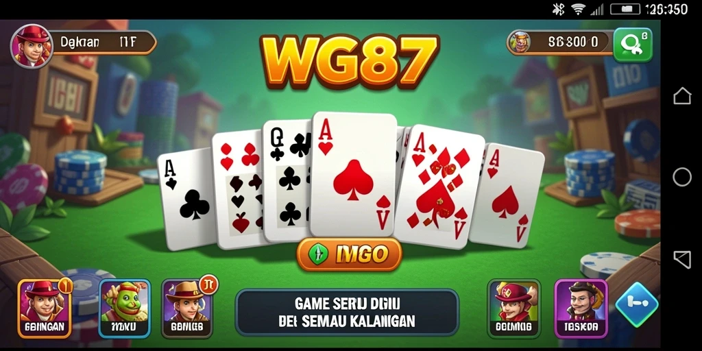 Tampilan gameplay dari game Domino WG87 yang seru dan interaktif.